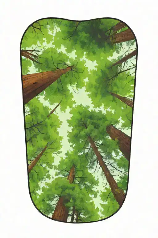 Redwood Forest Looking Up From Ground