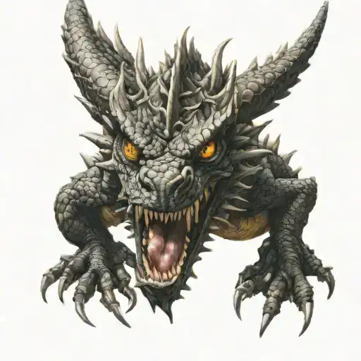 An Aggressive Dragon Looking Straight At The Viewer