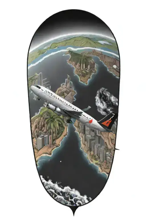 A Small Black And Grey Delta Plane Flyng Over Hawaii In Color