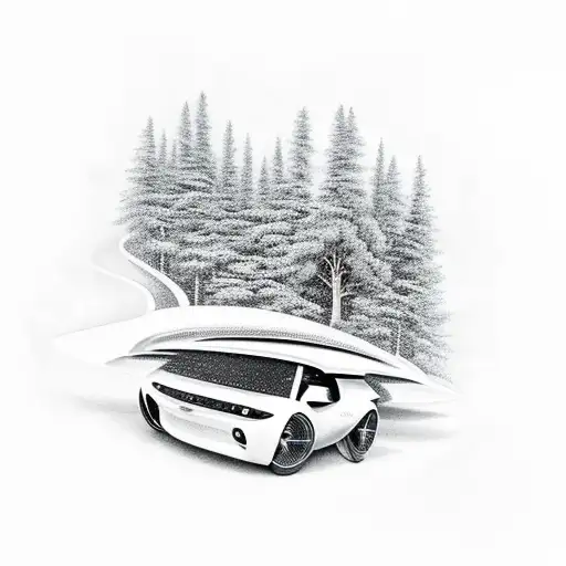 A Sleek And Futuristic Car Merging With A Natural Landscape