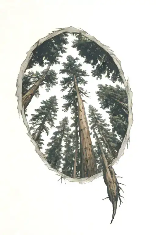 Redwood Forest Looking Up From Ground