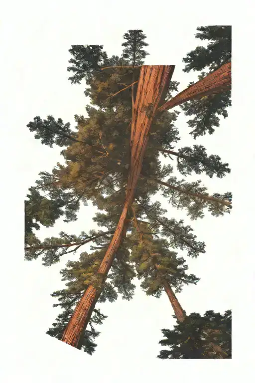 Redwood Forest Looking Up From Ground