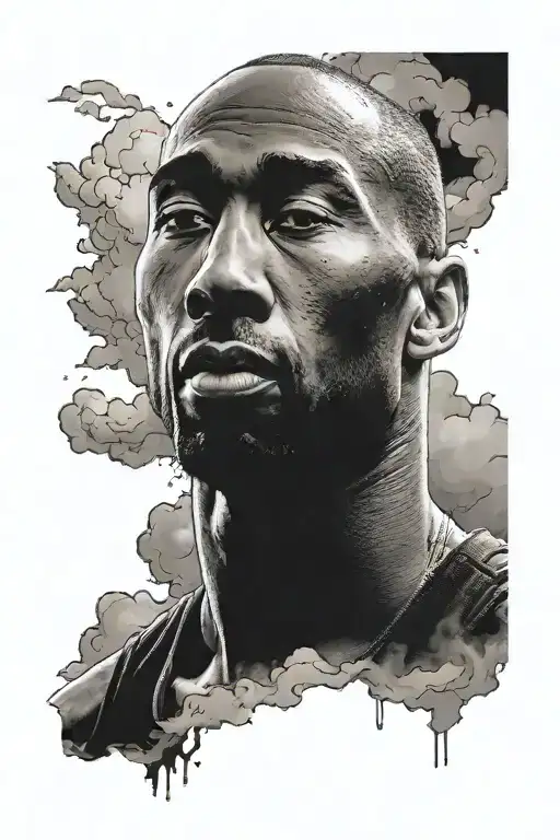 Kobe Portrait Surrounded By Clouds With The Numbers 24 And 8