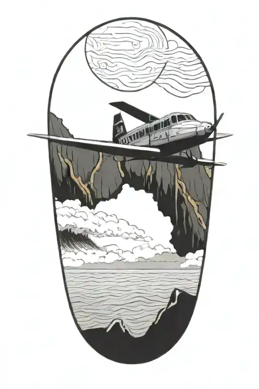 A Small Black And Grey Delta Plane Flyng Over Hawaii In Color