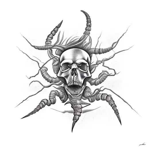 Lightning With Scorpion And Skull