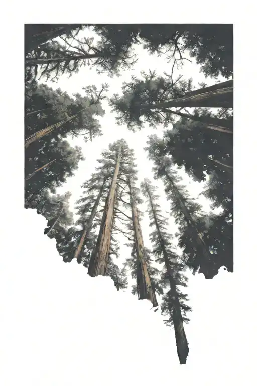 Redwood Forest Looking Up From Ground