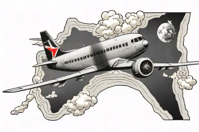 A Small Black And Grey Delta Plane Flyng Over Hawaii In Color