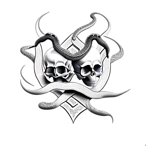 Skull With Snake And Scorpion
