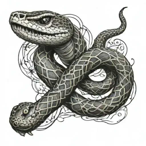 Half Sleeve Tattoo Featuring A Snake Wrapped Around Arm With Nordic Symbols In The Design