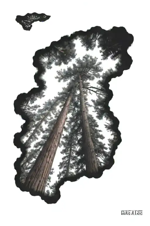 Redwood Forest Looking Up From Ground