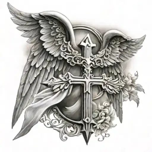 Cross And Angel Wings