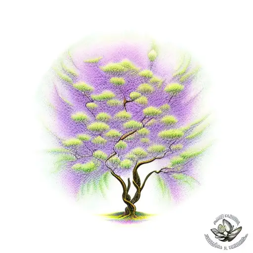 Purple Flowering Willow Tree Om Edge Of Water