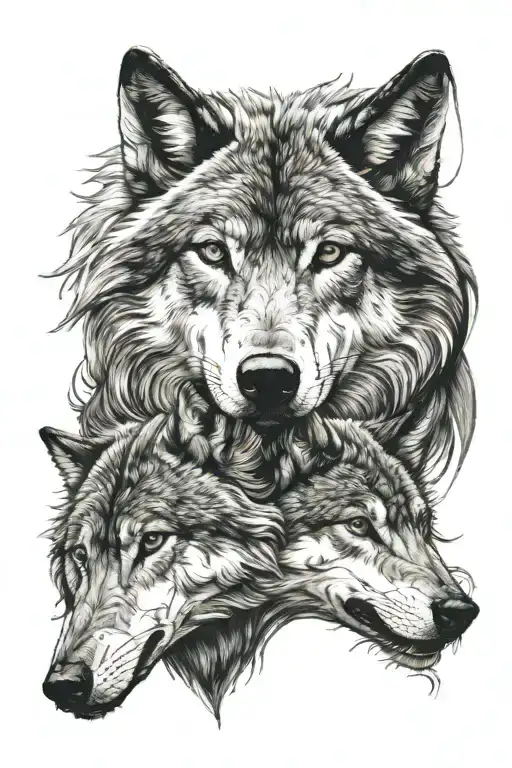 Wolf And Family Holding Hands Coming Together To Form