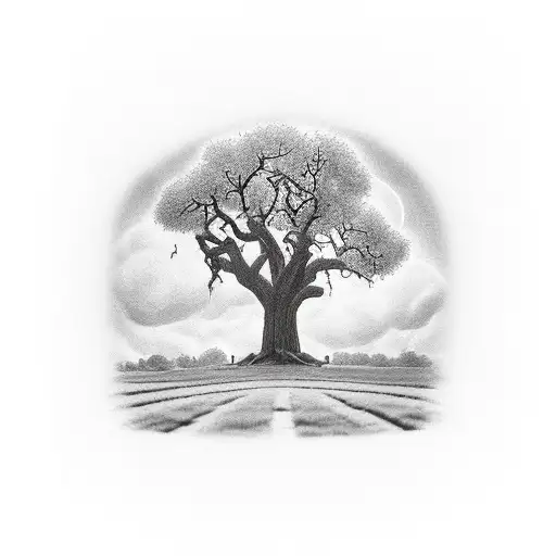 Tombstone Under Oak Tree