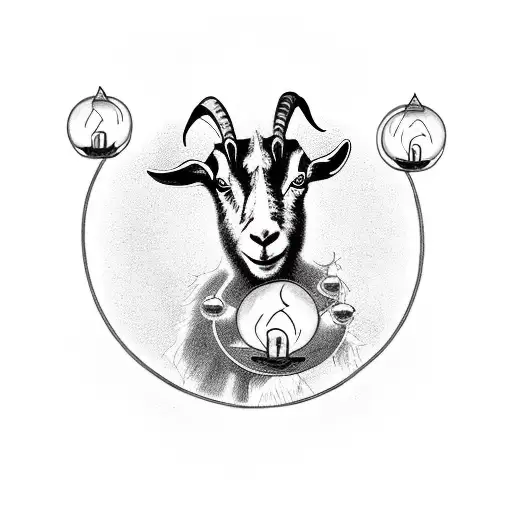 A Children Goat In A Ritual With Orbs And Candles