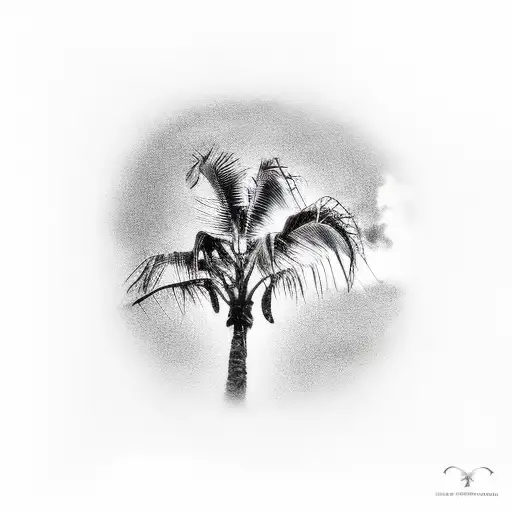 Storm Palm Tree And Birds