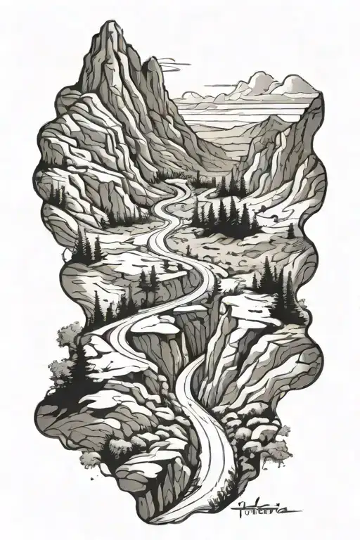 Road Up A Steep Mountain With An Offroad Trail In View