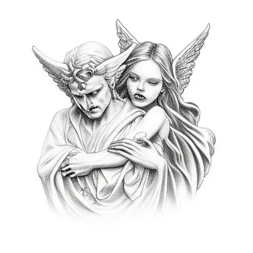 Angel And Demon In An Hourglass