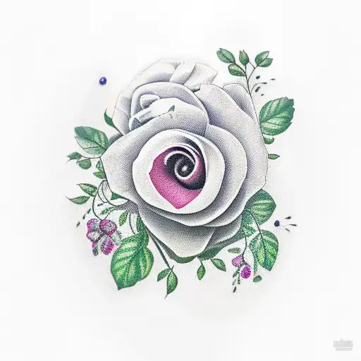 Broken Pomegrate With Flowers