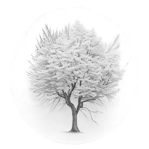 A Tree With Falling Leaves