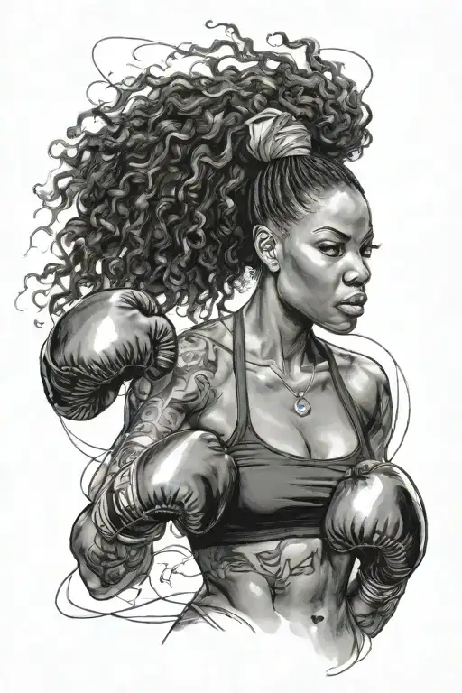Black Woman Boxing Wraps Sexy Woman
