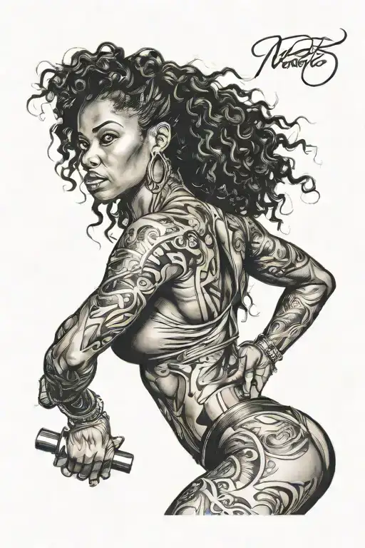 Sexy Black Woman Working Out