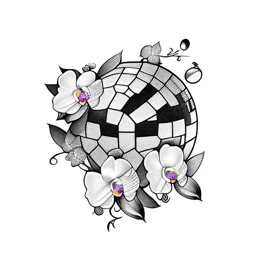 Disco Ball With Orchid Flowers