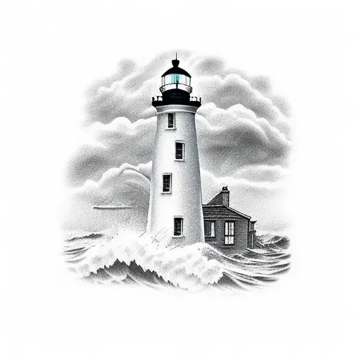 Lighthouse Stormy Sea