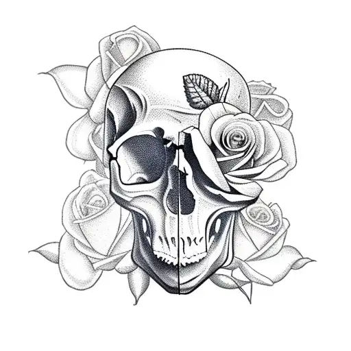 Skull And Roses Vertical