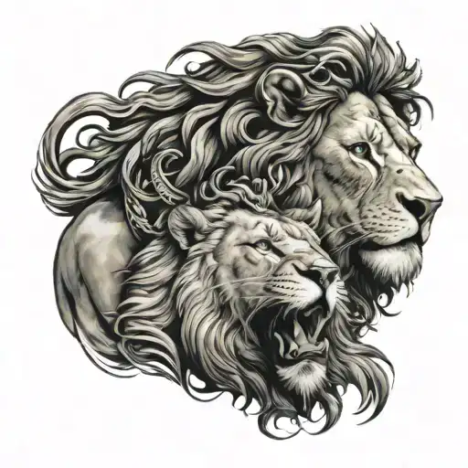 Jesus With A Lion With Cross