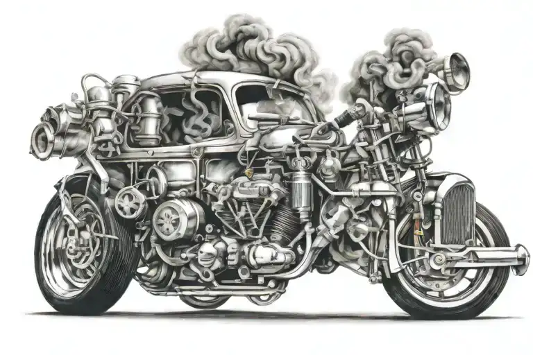 Burnout And Car Parts Integrated Into Smoke