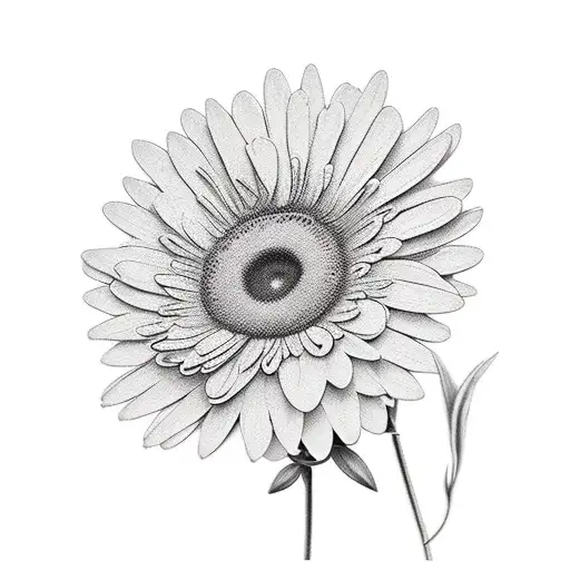 Stork Bird And Camomile Flower