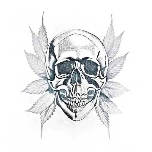 Skull With Marijuana