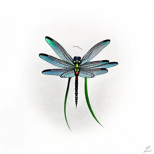 Dragonfly With A Flower