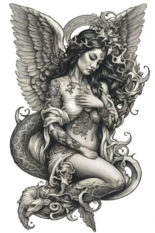 Female Angel Holding Up Pisces Sign