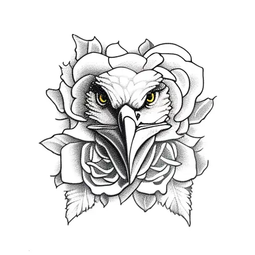Eagle Portrait With Roses