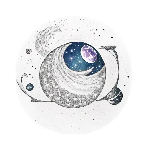 Galaxy With Moon And Books And Harry Potter