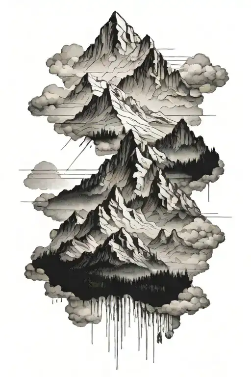 Mountain Range With A Hidden Message Written In Binary