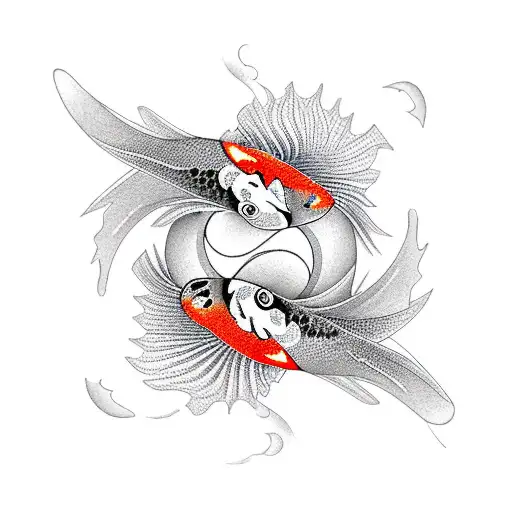 Two Koi Fish Spinning In Ying And Yang Pattern