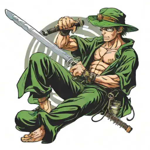 Zoro From One Piece Holding A Katana Sword That Is Also A Metal Detector