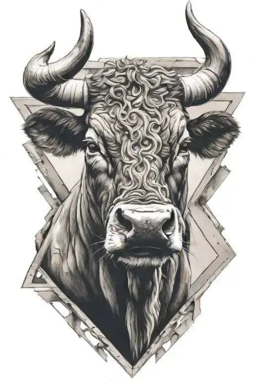 Head Of A Brave Bull Inside A Brave Rhombus