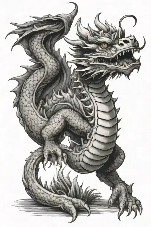 Little Chinese Dragon In Manga Style On Realistic Background