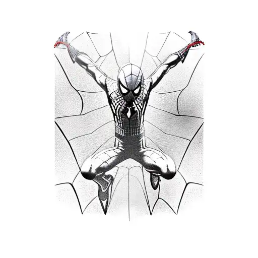 Spiderman On Fire In His Red And Blue Suit