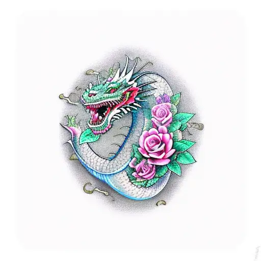 Dragon With Roses