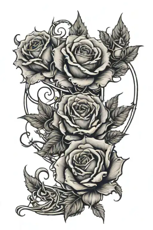 Magical Roses With Runes And Magic And A Crescent Moon