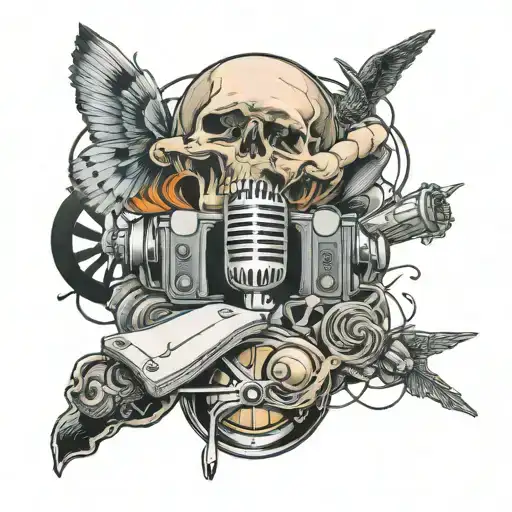 Rock Music Album Cover Inspired Tattoo With Y2k Elements