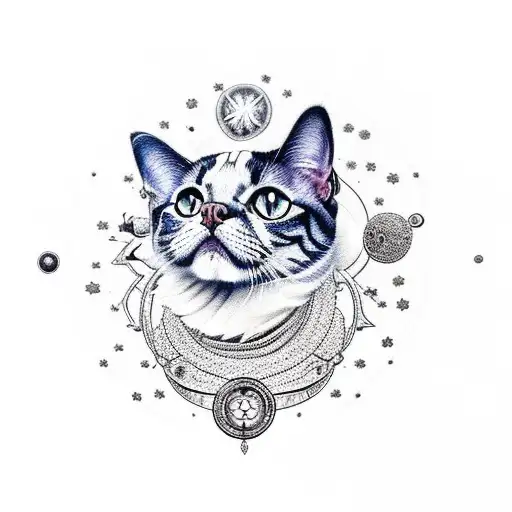 A Portrait Of Your Pets Surrounded By Celestial Elements