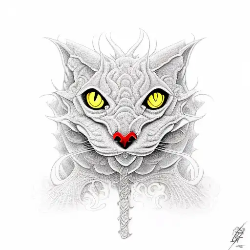 Red Dragon And A Black Cat