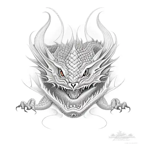 Red Dragon With Hissing Black Cat