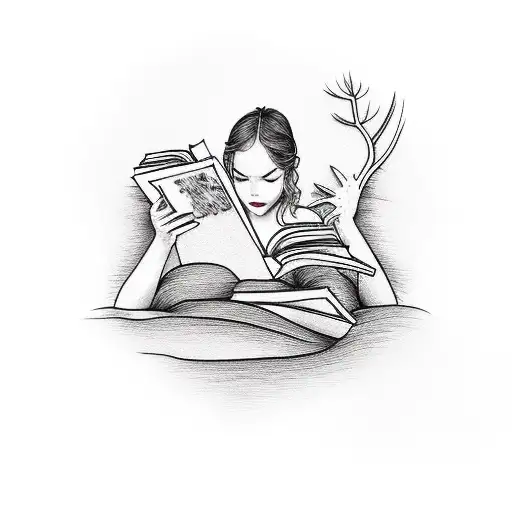 Woman Reading Book In A Tree